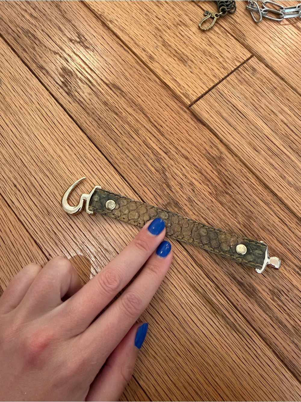 Snakeskin Real Python Textured Bracelet with Gold Hardware